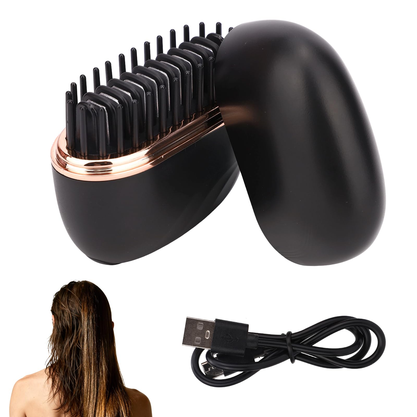 Mini Piastra per Capelli Senza Fili, Spazzola lo Styling 2 in 1 Portatile e Ricaricabile con Controllo Della Temperatura a 3 Velocità Guscio Antiscottatura per Tutti i Tipi di Capelli (Nero)