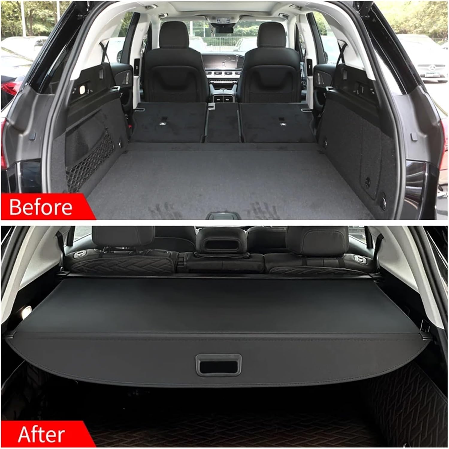 Retractable Trunk Cargo Cover Parcel Rack Waterproof Rear Anti-Peeping Shade Auto Accessories Compatible with Benz ML W166 GLE 2012-2019(Leather) image 4