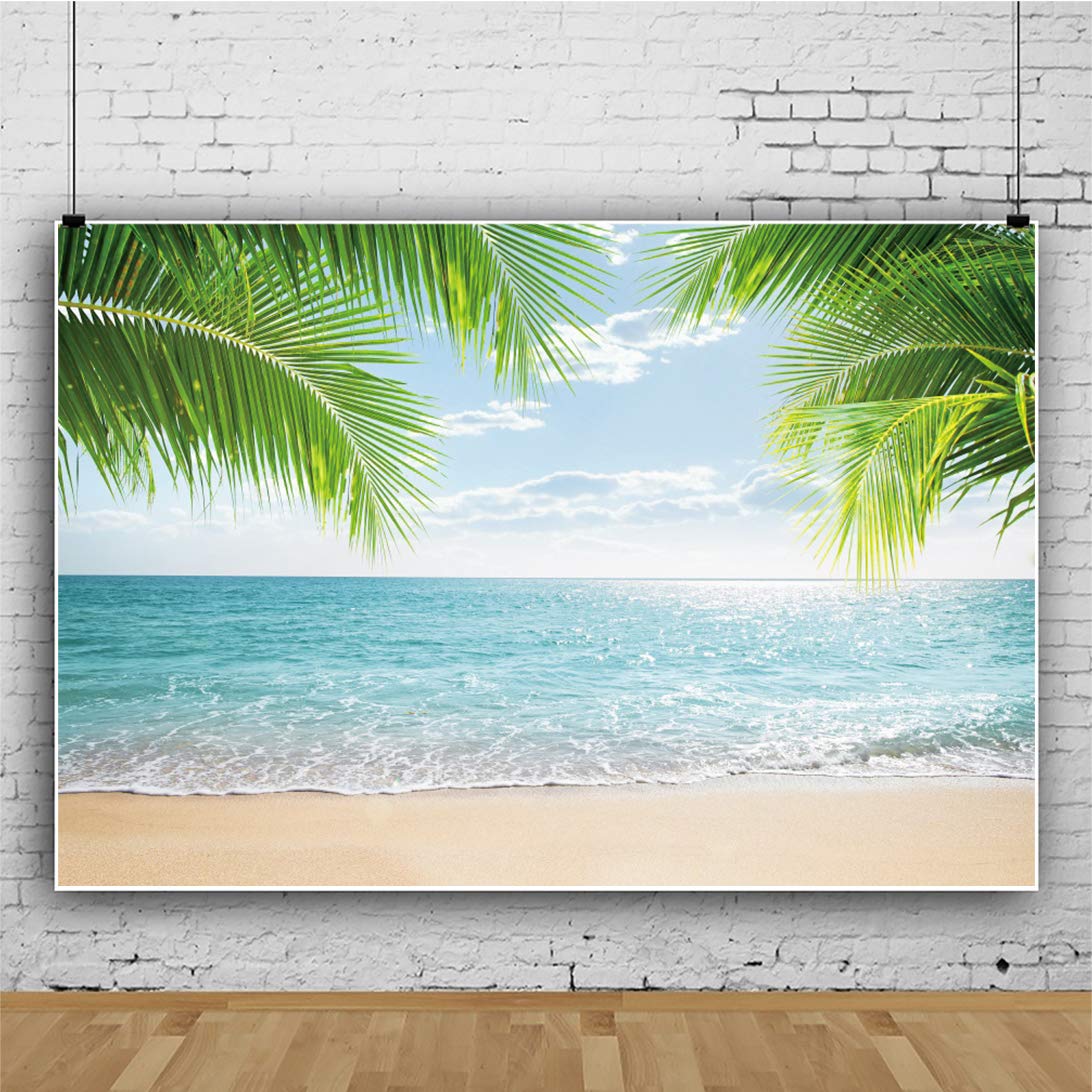 DASHAN 7x5ft Tropical Beach Backdrop - Ocean Hawaiian Party Photo Background