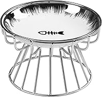 Vista 11 de Cuencos para gatos, cuenco elevado, plato de cerámica elevado con soporte de metal, estación de alimentación de agua o comida para mascotas