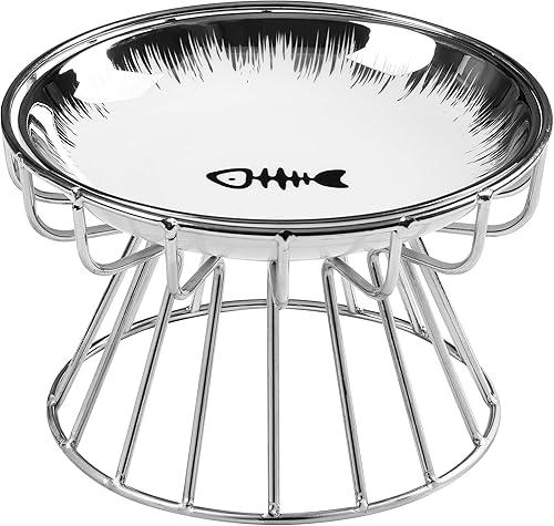 Miniatura 10 de Cuencos para gatos Wellbro, cuenco elevado para gatos, plato elevado de cerámica con soporte de metal, estación de alimentación de agua o comida
