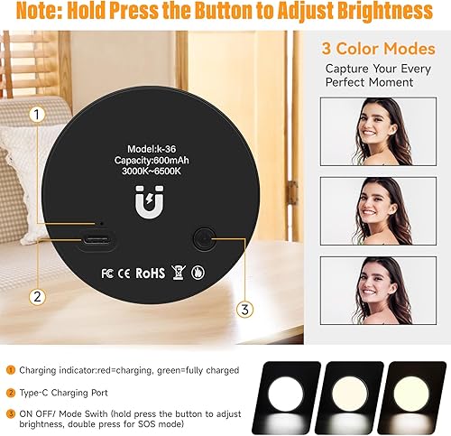 Miniatura 7 de Whellen Kit de iluminación de videoconferencia con soporte de trípode, anillo de luz para selfie para monitor con clip en la computadora portátil,