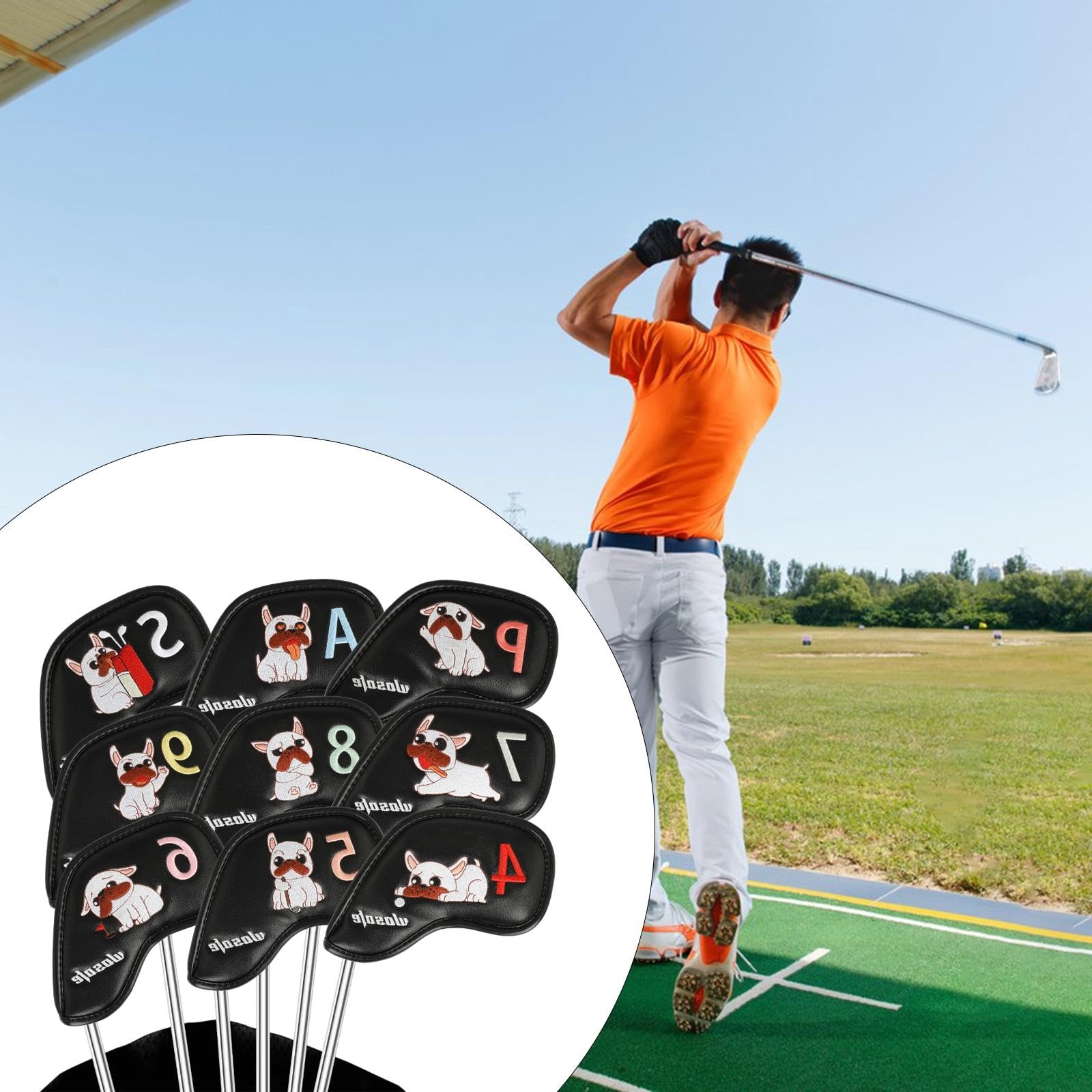 9 Teiliges Set Schlägerhauben Aus Eisen, Praktische Und Tragbare Schlägerhauben für Golfer Der Größen 4 9, P, A, S, Anfänger, Cade
