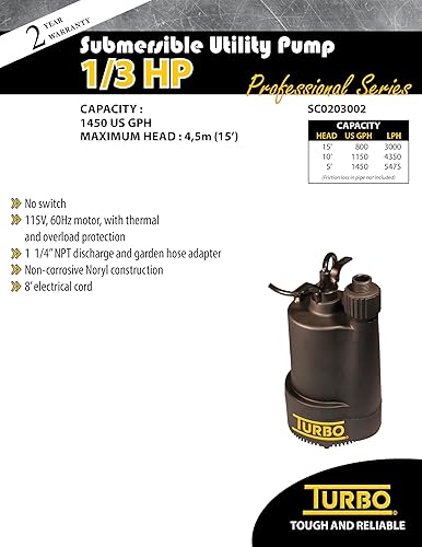 Miniatura 4 de Turbo Bomba sumergible de utilidad 13HP sin interruptor