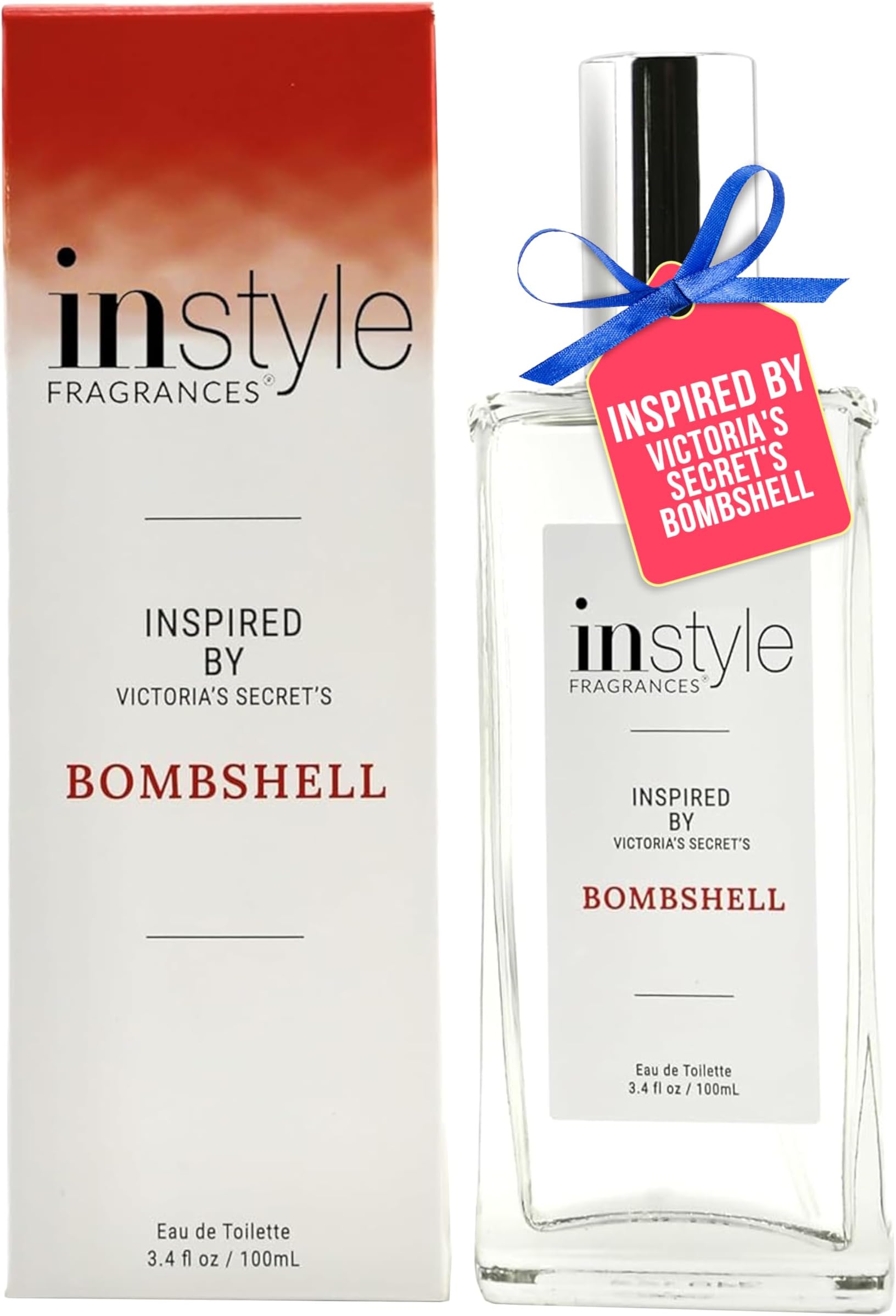 Instyle Fragrances, Inspired by Victoria's Secret's Bombshell, Womenโs Eau de Toilette, CLEAN, Vegan, Paraben-Free, Never Tested on Animals, 3.4 Fluid Ounces