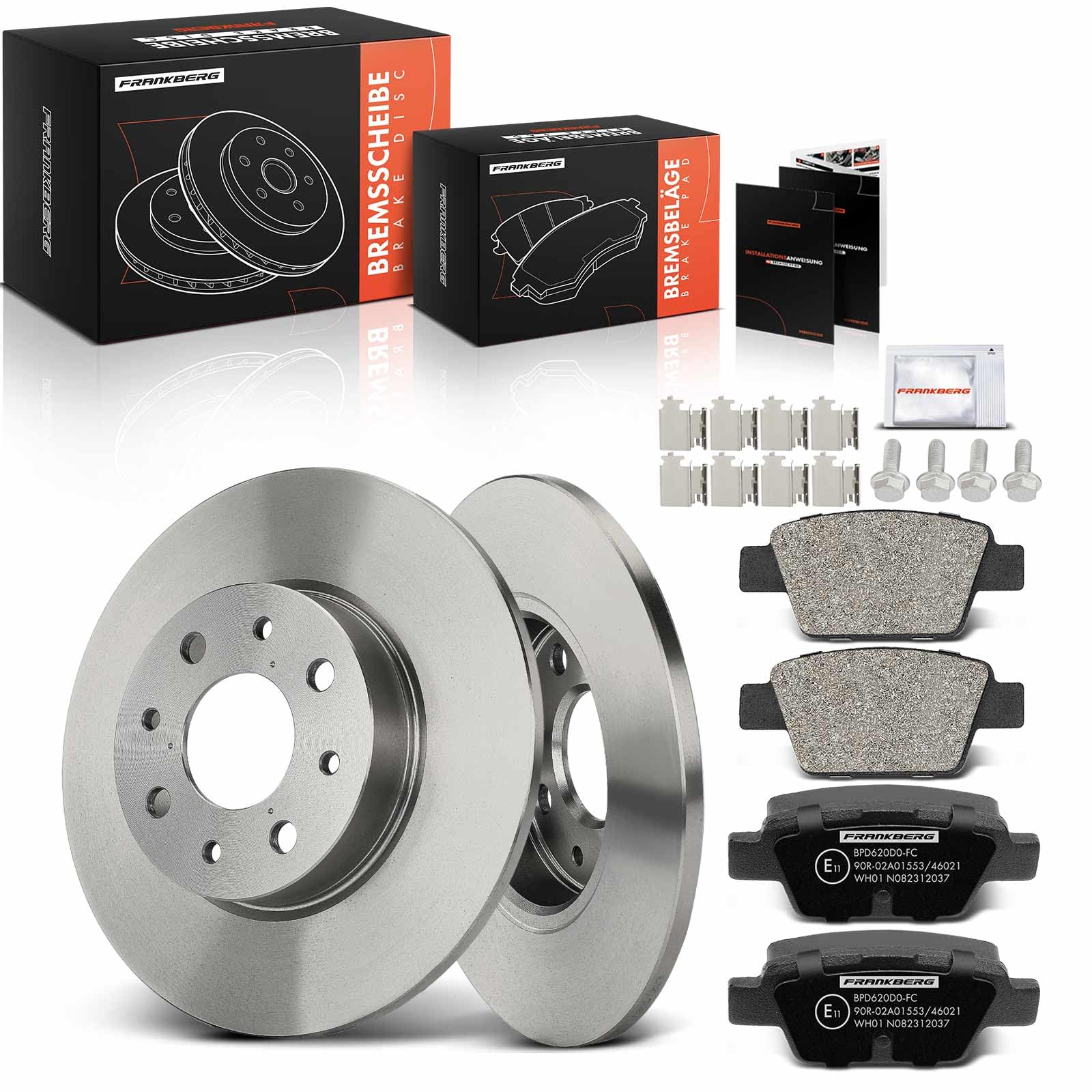 Frankberg Set freni incl. 2x Dischi Freno + 4x Pastiglie dei Freni Posteriore Compatibile con Cono 955 0.9L-1.6L 2008-2018 Replace# 77362768, 77364590