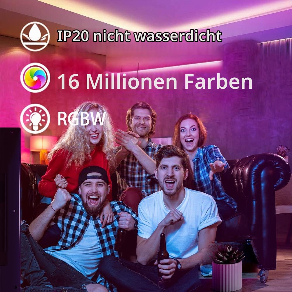 Arotelicht RGBW LED Streifen 12V 5M 108LEDs/M Super Hell RGB+Warmweiß(2700K-3000K) 4 Farben in 1 LED Band 5050SMD Selbstklebend IP20 Nicht wasserdicht LED Licht Streifen Lichtband Leiste Band Für Deko