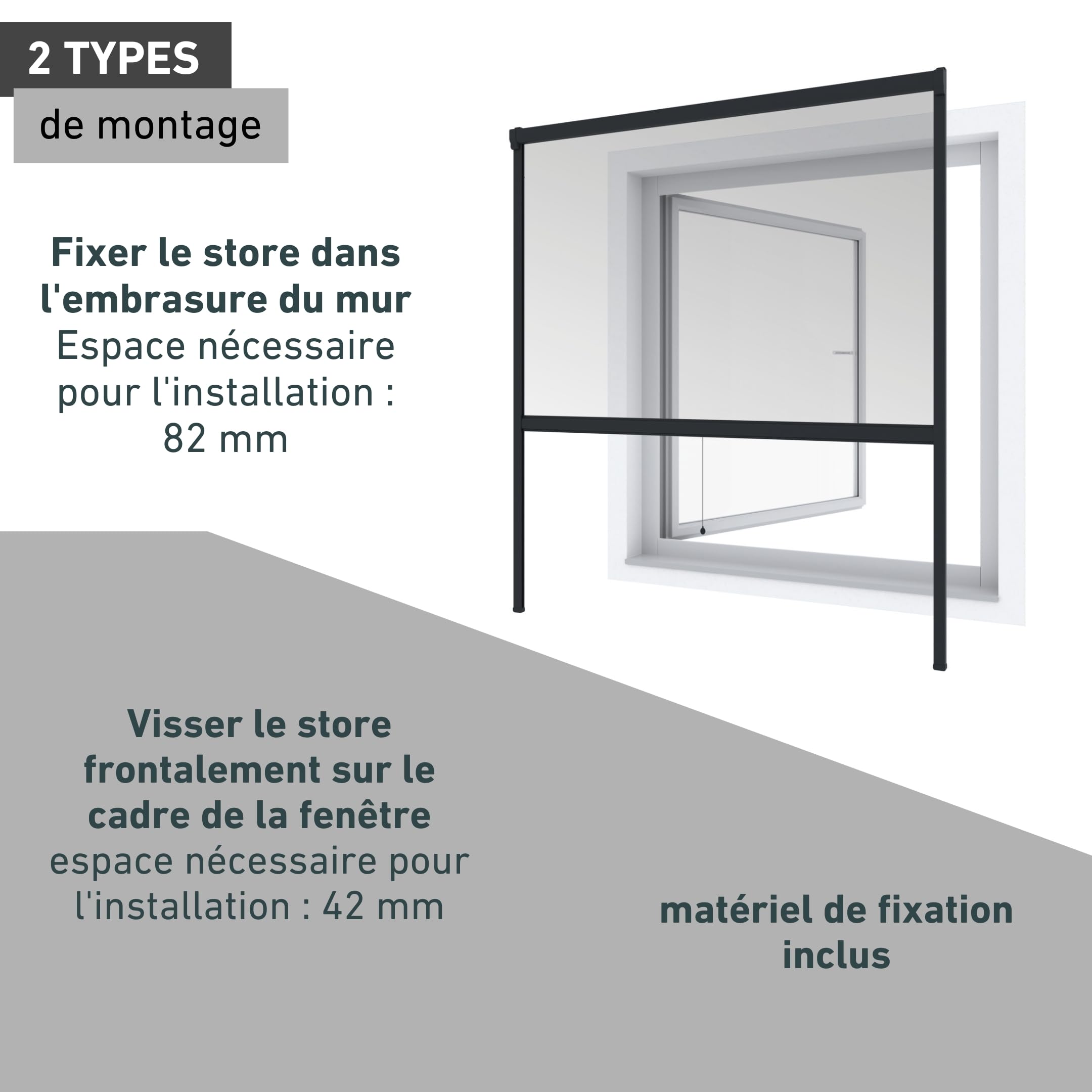 Windhager Store Enrouleur pour Fenetres Plus, Moustiquaire, individuellement découpable, 160 x 160 cm, anthracite, 03893