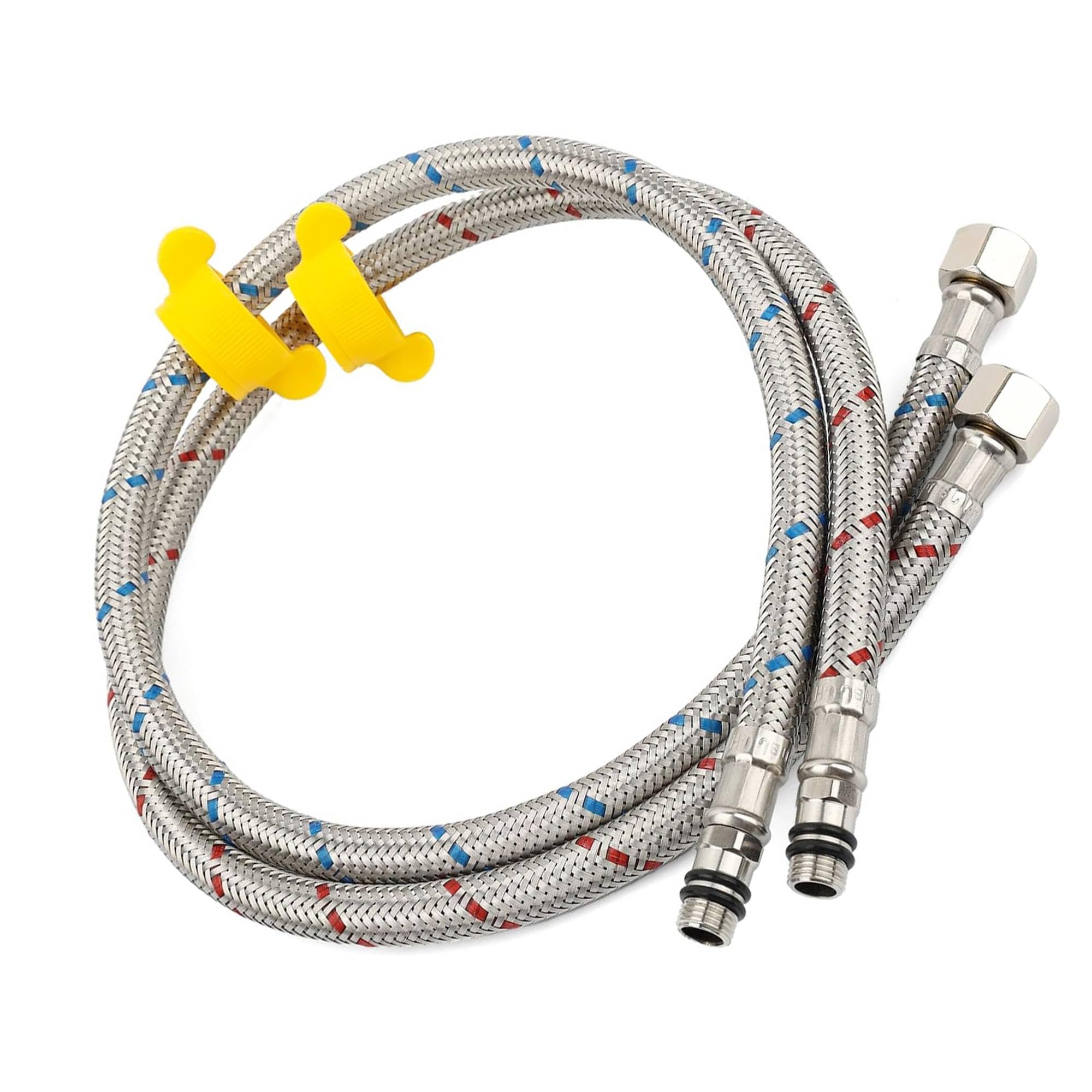 Tubo di collegamento per rubinetto, 2 pezzi, F 3/8" x M10 70CM, TuboFlessibile Intrecciato Tubo Doccia Acciaio Inossidabile e Multiuso: Soffione Doccia, Cucina e Bagno