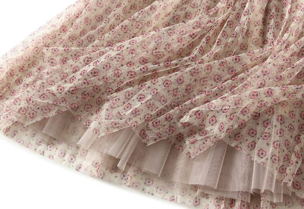 Röcke Damen,Damen Midirock Rosa Druck Elastische Hohe Taille Boho Blumen Plissee Tüllrock A-Linie Swing Geraffte Lagenmode Lange Röcke Für Mädchen Damen,M