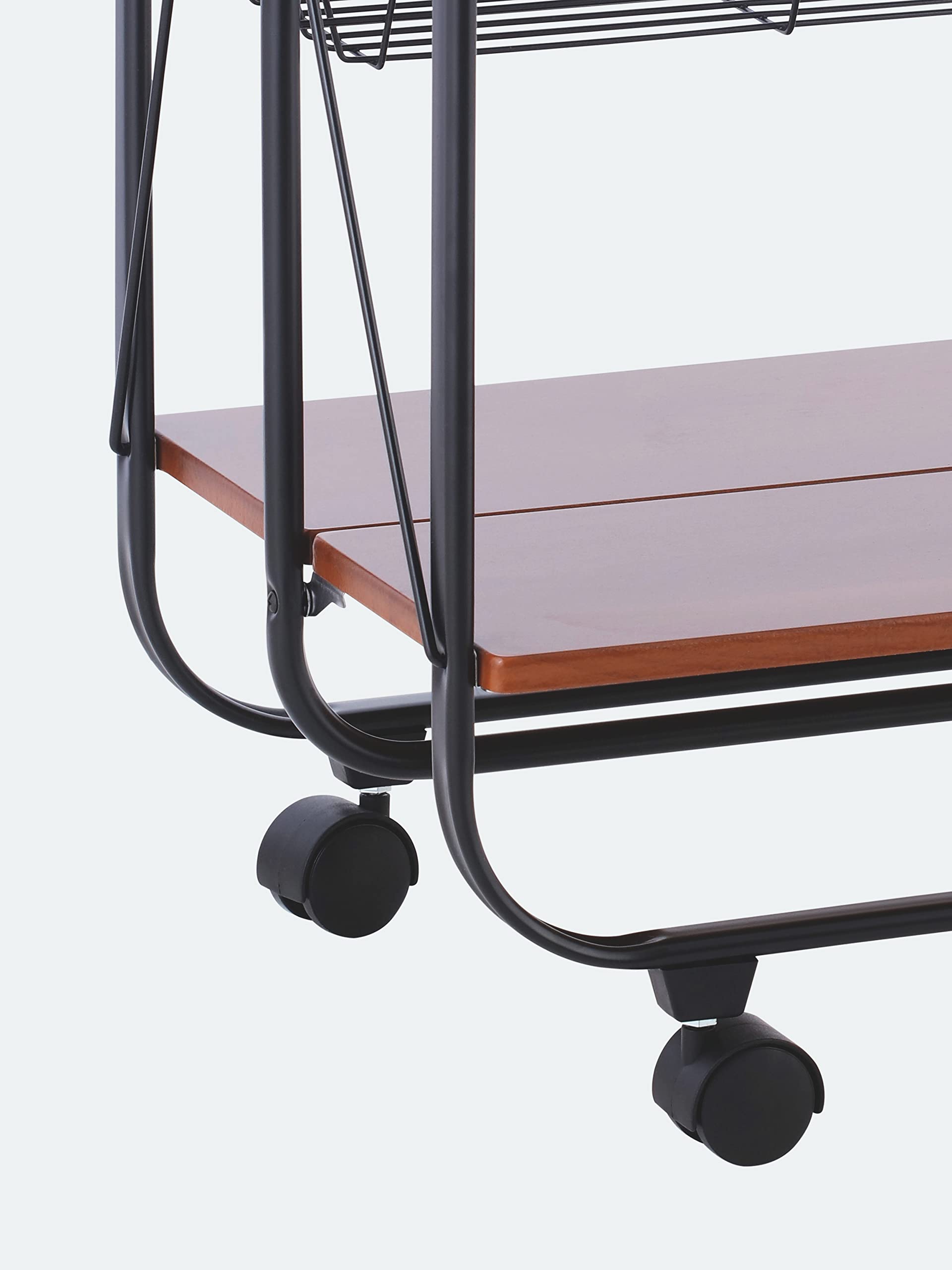Spread Spain Foldable Wooden Service Trolley - Portable and Stylish Multipurpose Cart for Home and Hospitality - Teak 1
