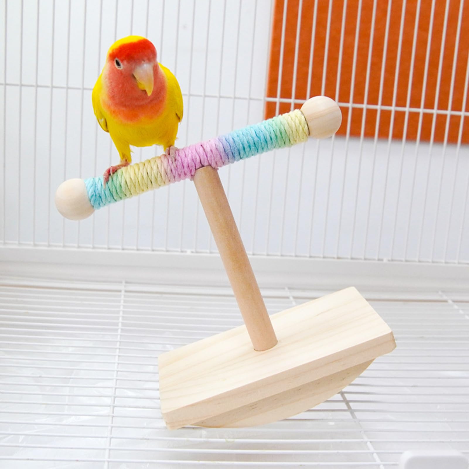 Cavalletto per uccelli, in legno antiscivolo, resistente ai morsi, struttura naturale, marrone, strumento per animali domestici, per pappagalli, pappagalli, gabbie e molto altro ancora in interni ed
