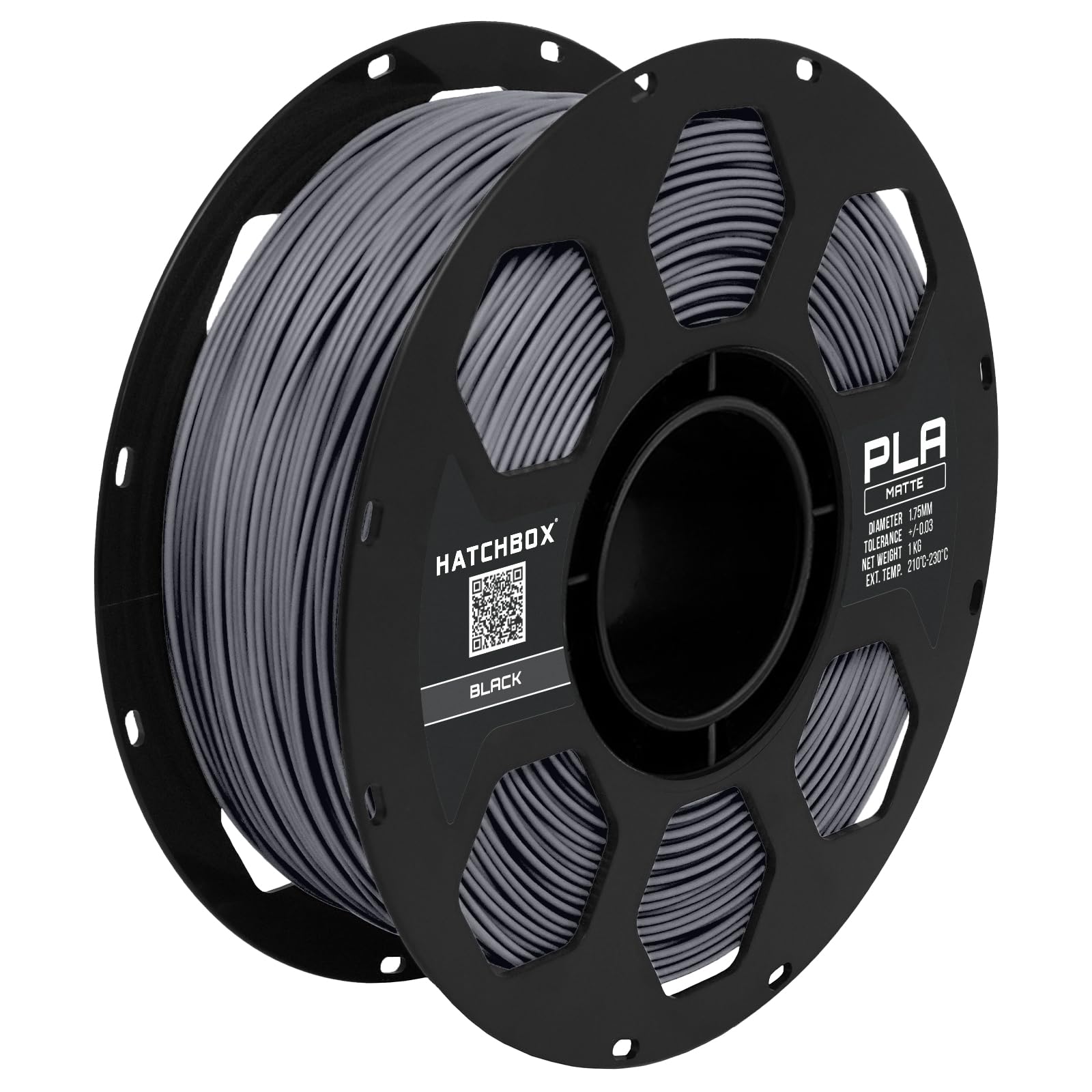 Photo 1 of [Used] HATCHBOX Matte PLA 3D Printer Filament, Dimensional Accuracy +/- 0.03 mm, 1 kg Spool, 1.75 mm, Black