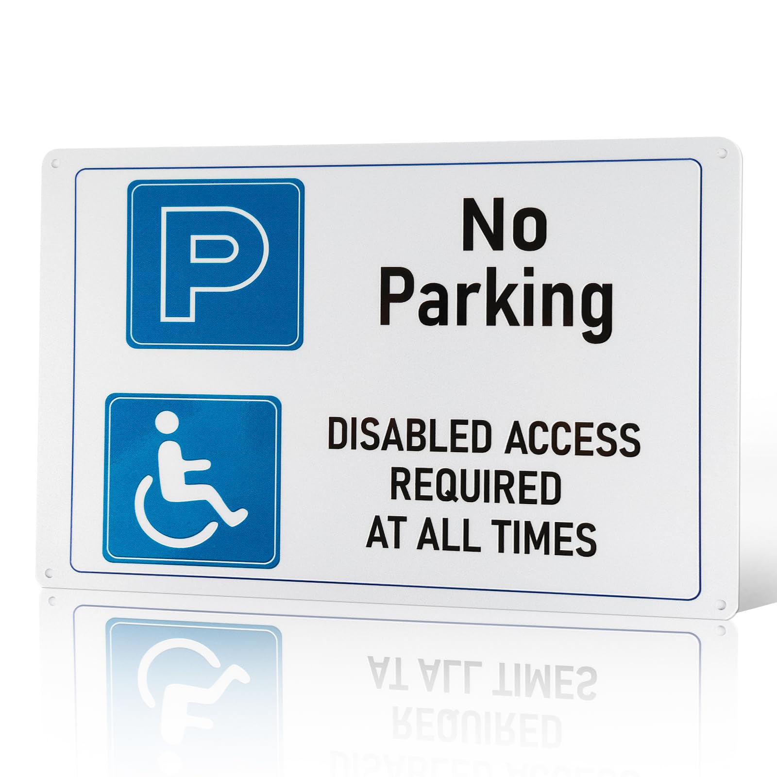 No Parking Disabled Access required Sign, PVC Rigid Plastic 4 Pre-Drilled Holes No Parking Signs Outdoor, 300x200x10mm, Self-Adhesive, Tough, Durable and Rust-Proof Weatherproof Sign — image 1