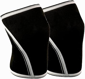 Leosportz Knee Support for men Gym (1Pair) - 7mm Power Knee Support Gym Workout | Knee Sleeves for Running Jogging Gym Squats (L, Black) - image, photos