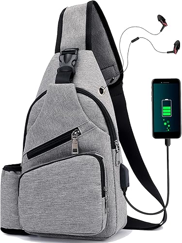 Bolso bandolera  Mochila de hombro, bolsas de pecho, mochila cruzada para mujeres y hombres con puerto de carga USB