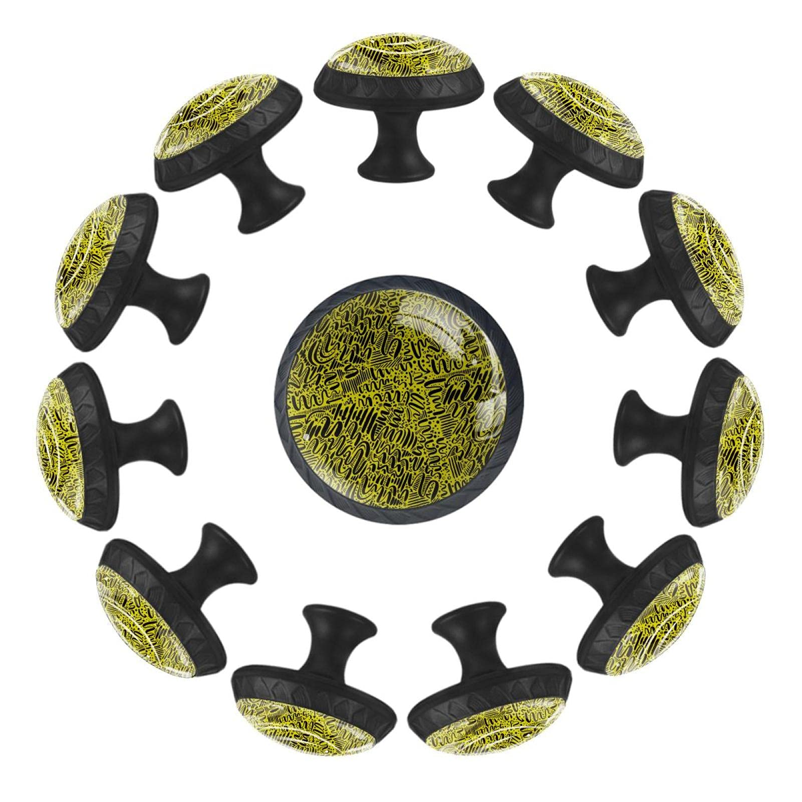 Boutons de meuble dessinés à la main motif jaune pour crèche et chambre