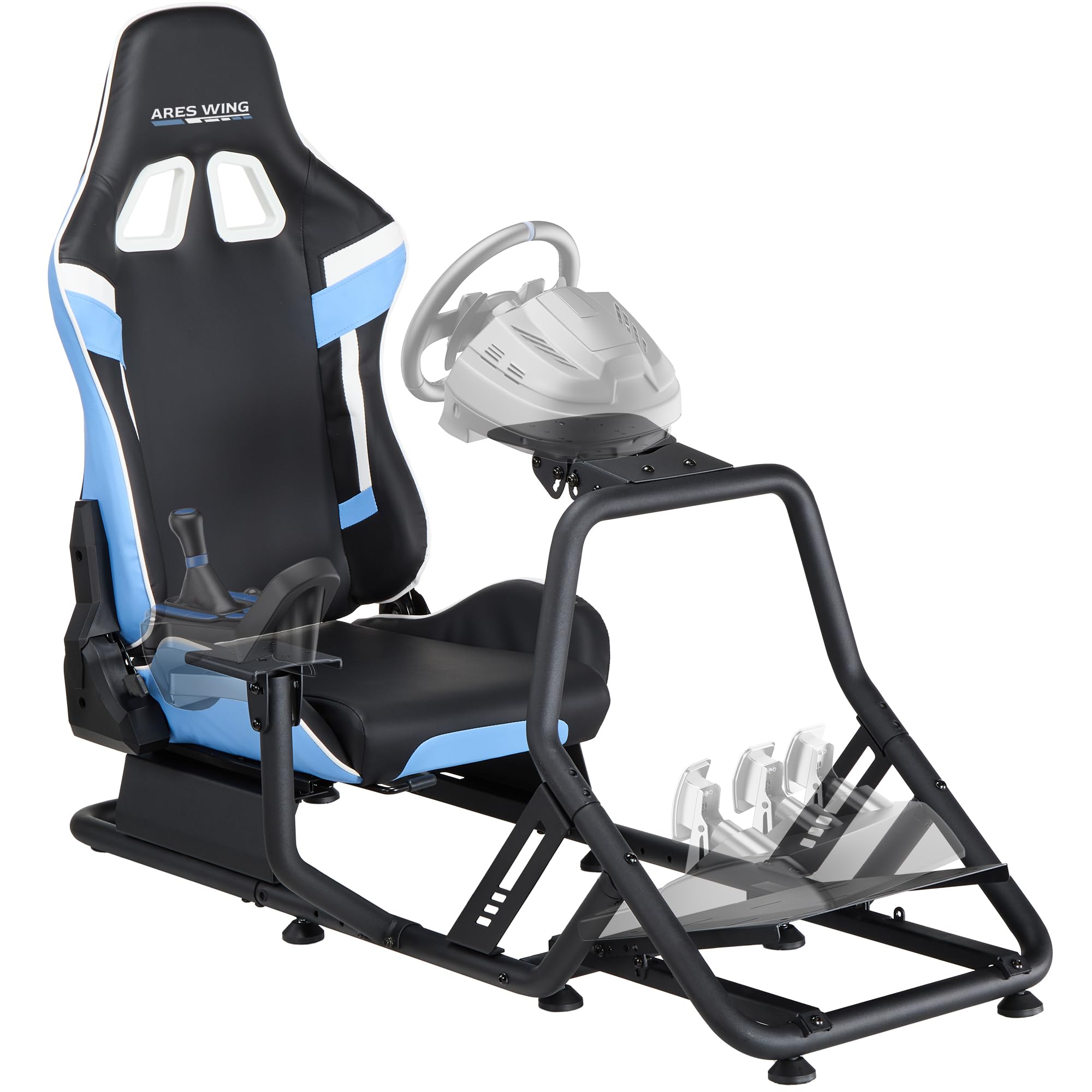 ARES WING Racing Simulator Cockpit mit Sitz, Blau | SIM Racing Cockpit Kompatibel mit Fanatec, Thrustmaster, Moza Racing Games Kompatibel mit PS, Xbox und PC