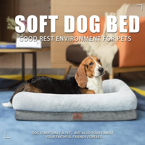 Miniatura 6 de WINDRACING Cama ortopédica para perros medianos, sofá cama para perros con funda extraíble lavable y parte inferior antideslizante, cama suave para