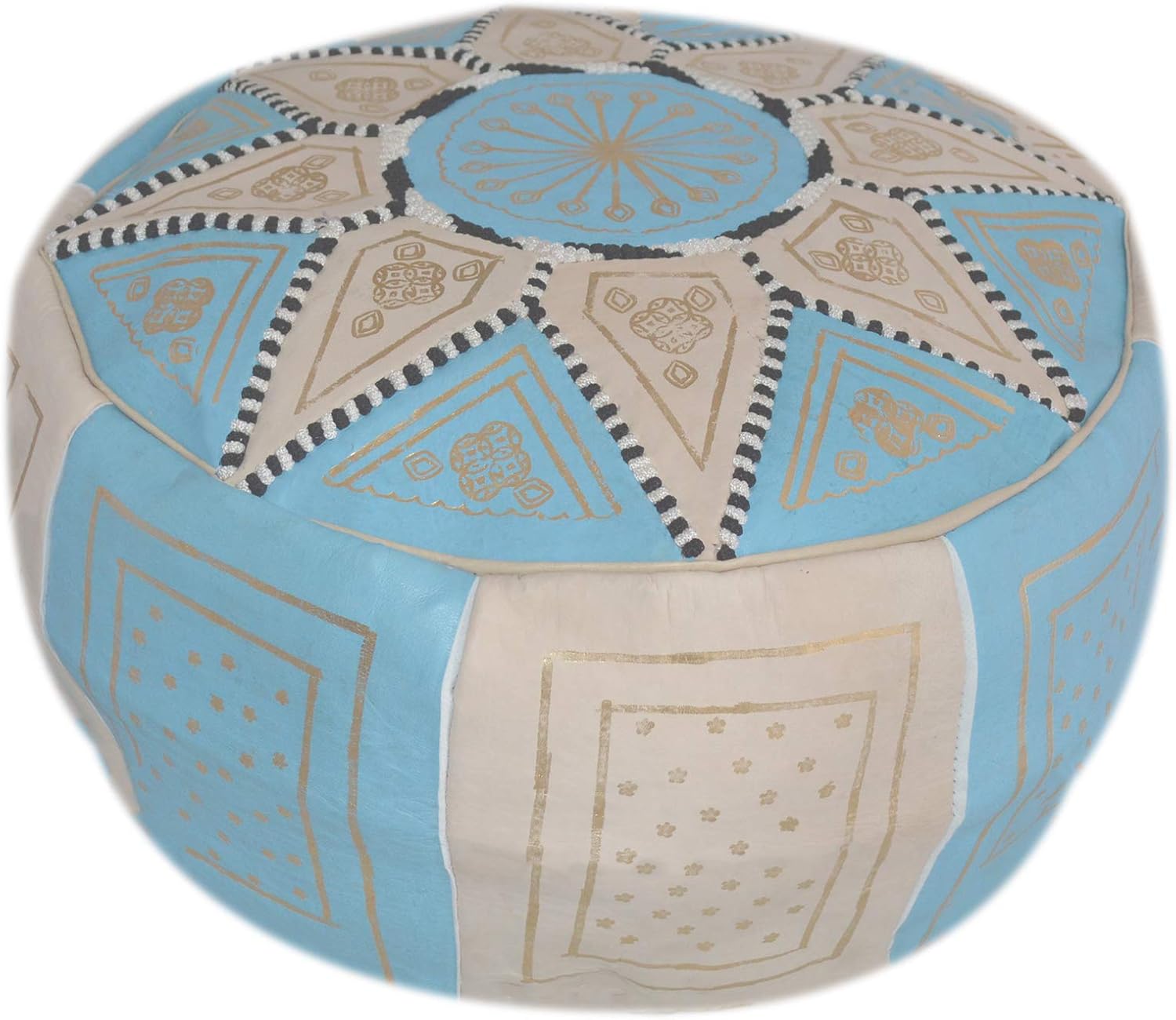 Treasures Of Morocco Moroccan Pouf Hand Made 100% Leather Ottoman Comfortable Footrest Hassock Unstuffed
