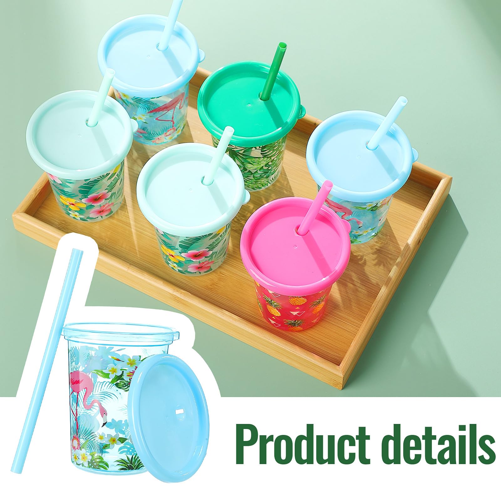 Nuanchu 24 Stück Becher mit Strohhalmen und Deckel, 284 ml, wiederverwendbare Kunststoffbecher für Weihnachtsfeier, Geschenk