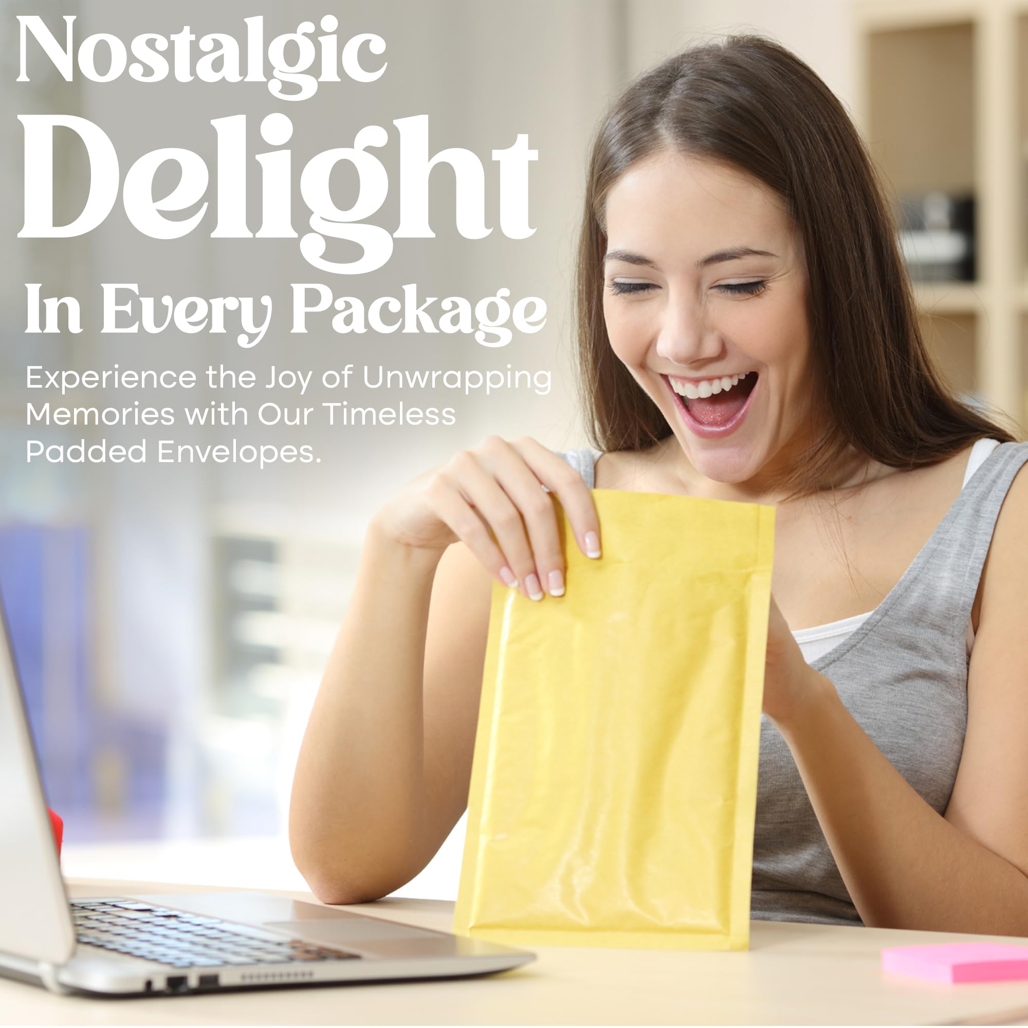 ZYBUX 20 Pieces Pack A4 Padded Envelopes - Gold Self Seal Bubble Envelopes - Lightweight Postal Wrap Bags For Parcel Shipping, Passport Packaging, Posting, Mailing - Home And Office Envelope Mailers - View #8