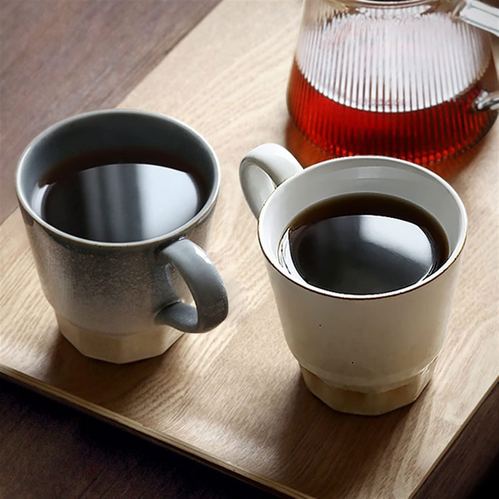 Becher 280ML Handgemachte Kaffeetasse Retro Ofen Wechsel Becher Exquisite personalisierte Paar Wassertasse Hochtemperaturbeständigkeit Kaffeetasse (Farbe: Grau)