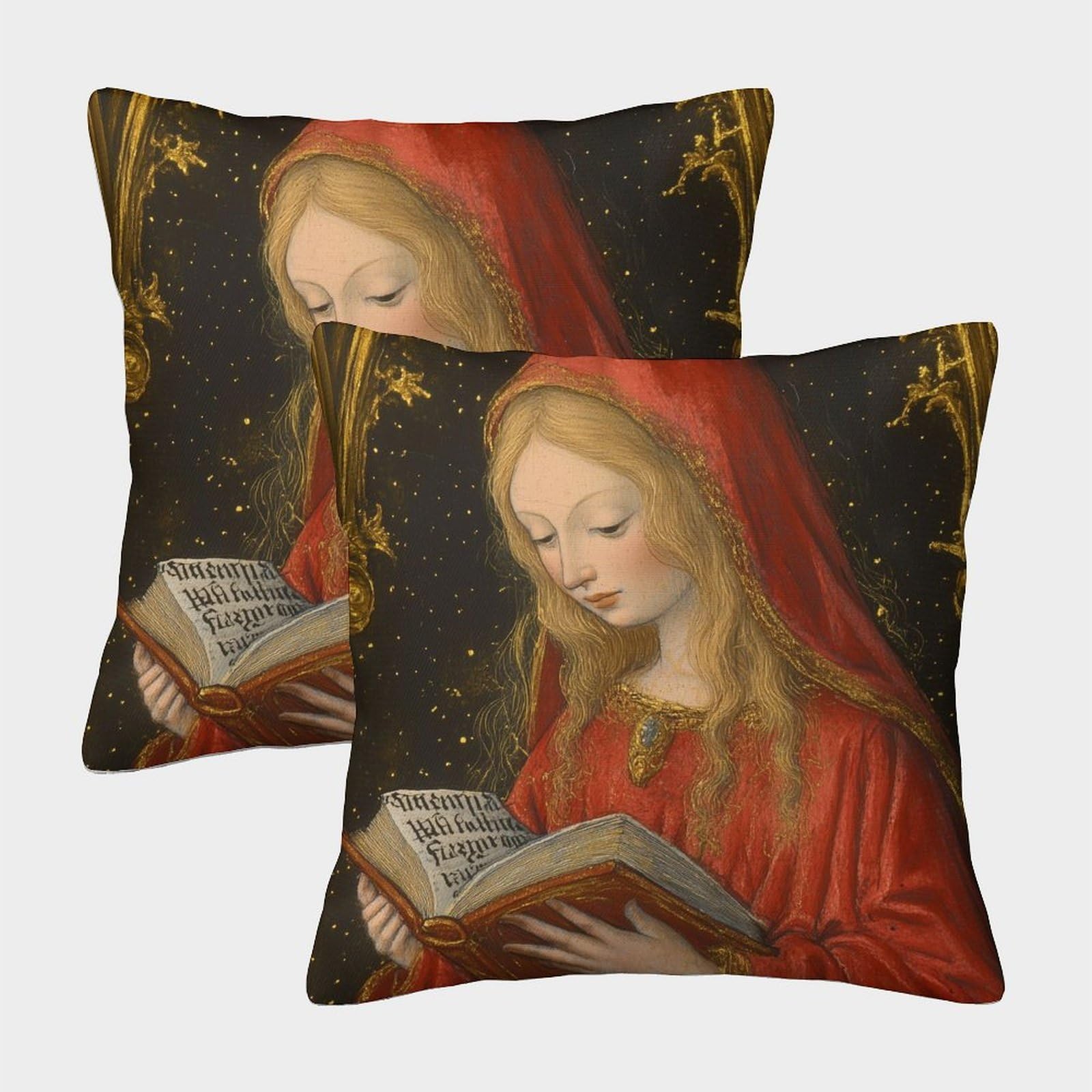 kaiyun 2 Pack 3D Medieval Painting,Beautiful Intellectuals Theme Square Cushion Cover Decoration Pillow Cover Suitable for Home Sofa Bedroom Living Room 45x45cm