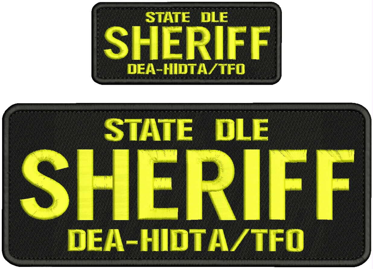 Special Patches for Velcro Patches for Uniform for State DLE Sheriff DEA-HIDTA/TFO EMB Patch 4x10 and 2x5 Hook Yellow Letters Model-Q-X988-2518