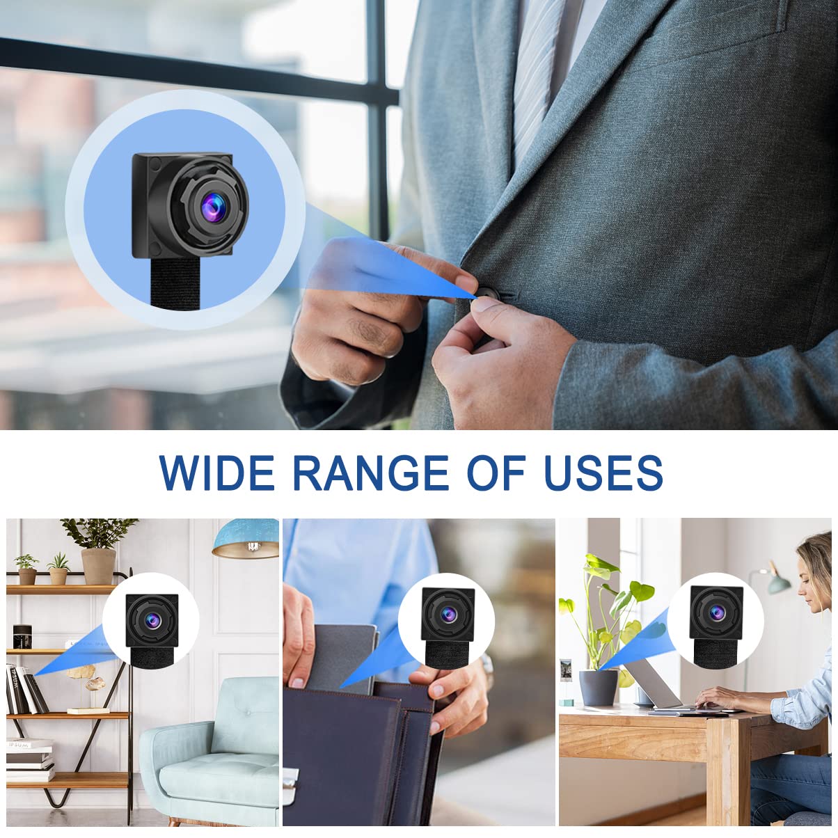 Telecamera Wireless Mini, Ricaricabile 4K/1080P, Compatibile con Tuya Smart App e 2.4Ghz, Angolo Ampio, Visione in Tempo Reale, Funzione di Registrazione Video e Scatto Fotografico, Allarme Rilevament