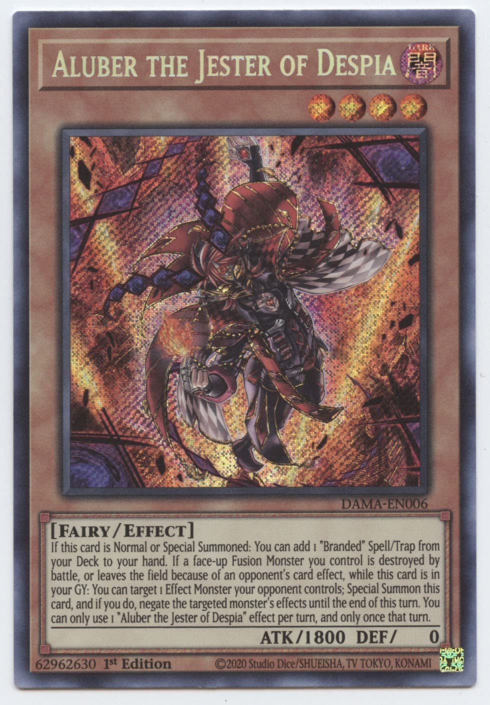 Yu-Gi-Oh! Aluber The Jester of Despia - Secret Rare - 1st Edition - 1 Card,  Board Games