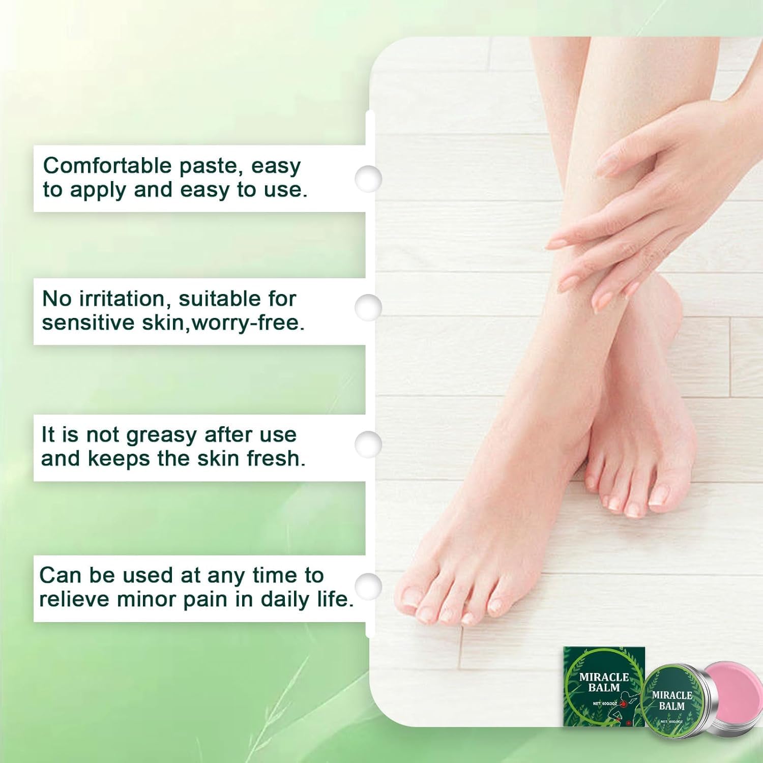 Miracle Balm for Swollen Legs, Veins Soothing, Relaxing & Comfortable, Botanical Formula with Calendula for Back, Hands, Feet and Body（2BOXS）