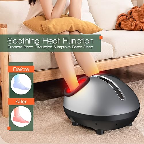 Miniatura 4 de MEDIMALL Masajeador de pies Shiatsu, masajeador eléctrico de pies con calor, amasado profundo, compresión de aire, 3 intensidades ajustables,