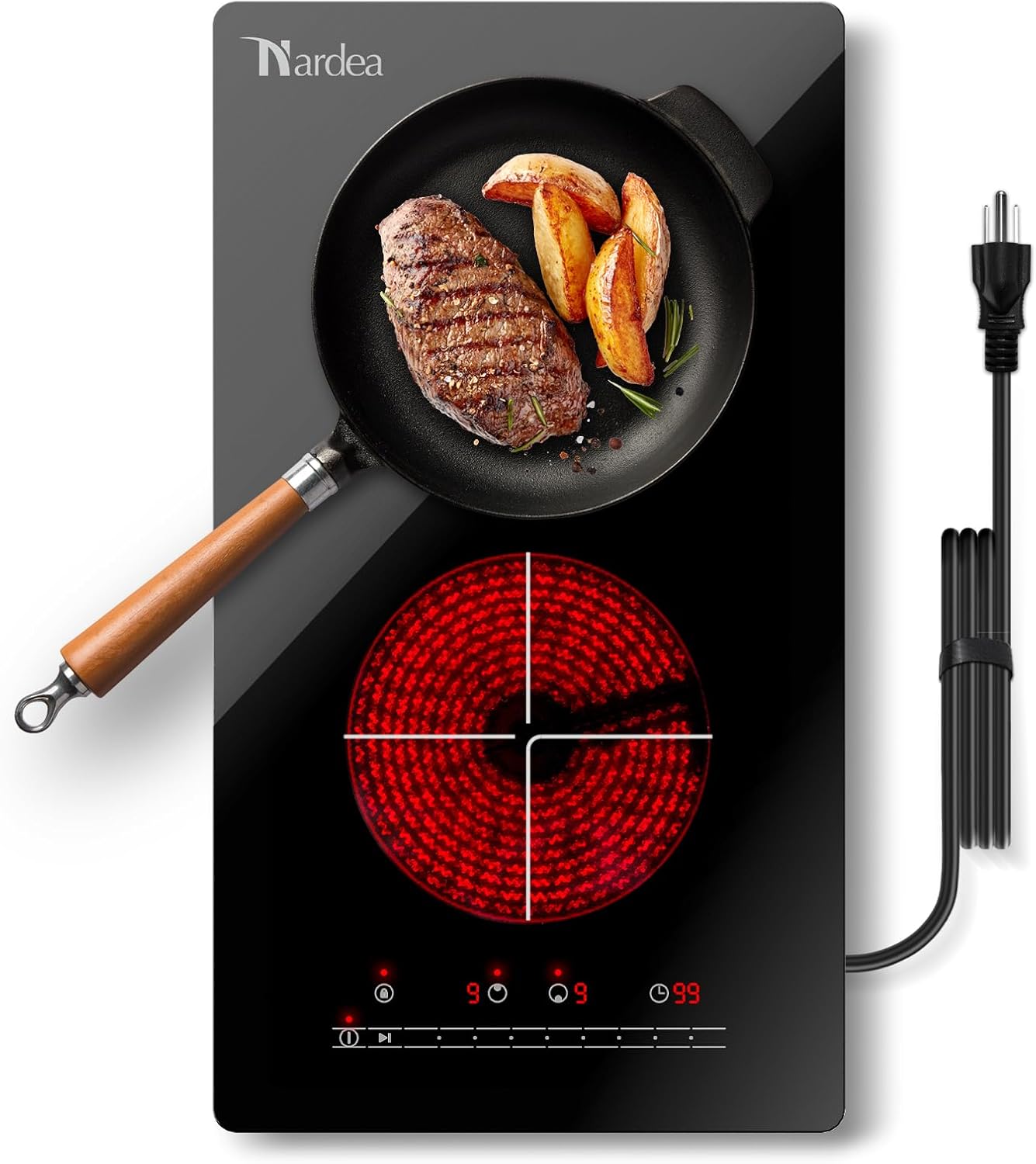 Double Burner Electric Hot Plates for Cooking, 110V Plug in Portable Electric Stove Top, 12 Inch Countertop & Built -in Radiant Ceramic Glass Cooktop with Silder Contorl, 2000W Double Burner Electric Hot Plates for Cooking, 110V Plug in Portable Electric Stove Top, 12 Inch Countertop & Built -in Radiant Ceramic Glass Cooktop with Silder Contorl, 2000W