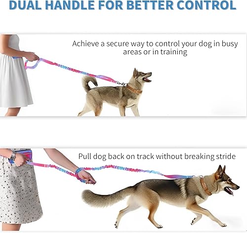 Miniatura 6 de Correa de perro manos libres para perros medianos y grandes, correa de perro manos libres con bolsa de cremallera, adecuada para correr, trotar,