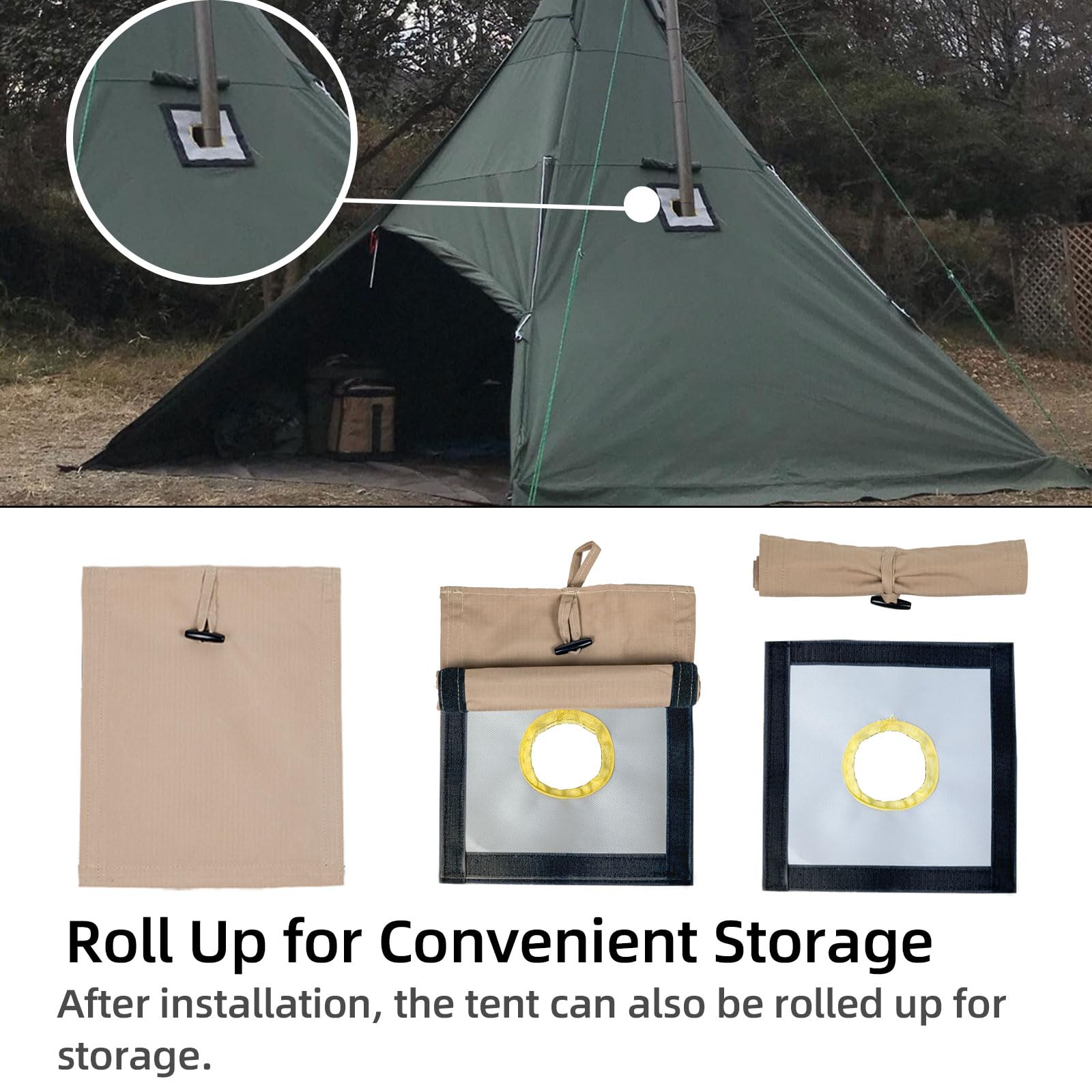 Évent de tuyau de tube de poêle à bois de chauffage, four de cric de tente, accessoire de tente de camping  18