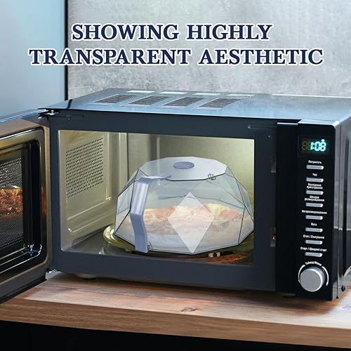 Miniatura 7 de Alipis Cubierta para platos de microondas con diseño geométrico de 11.22 x 10.23 x 4.56 pulgadas, tapa de calefacción para alimentos y microondas,