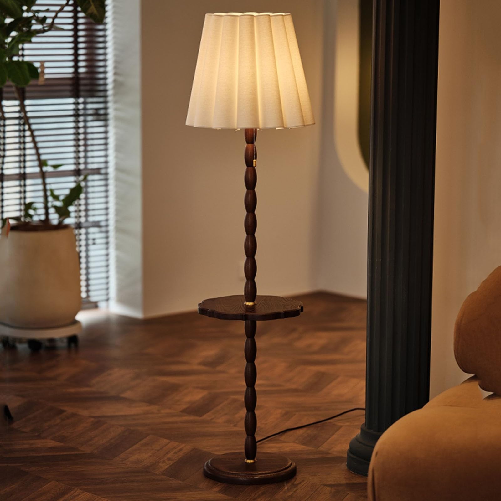Lampy stojące Nowoczesna lampa podłogowa do salonu, boczna lampa stołowa z litego drewna, stolik końcowy z wysokim słupkiem, lampa stojąca do sypialni, biura, mieszkania