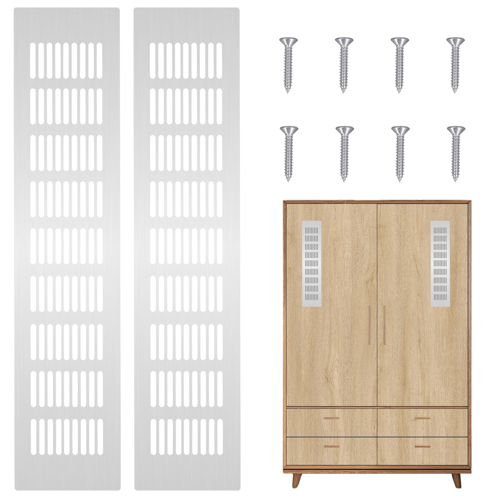 Zasvec Lüftungsgitter Aus Aluminium, 2 Stück – 250x80 Mm, Schwarz, Mit Schrauben, Für Schränke, Türen & Möbel