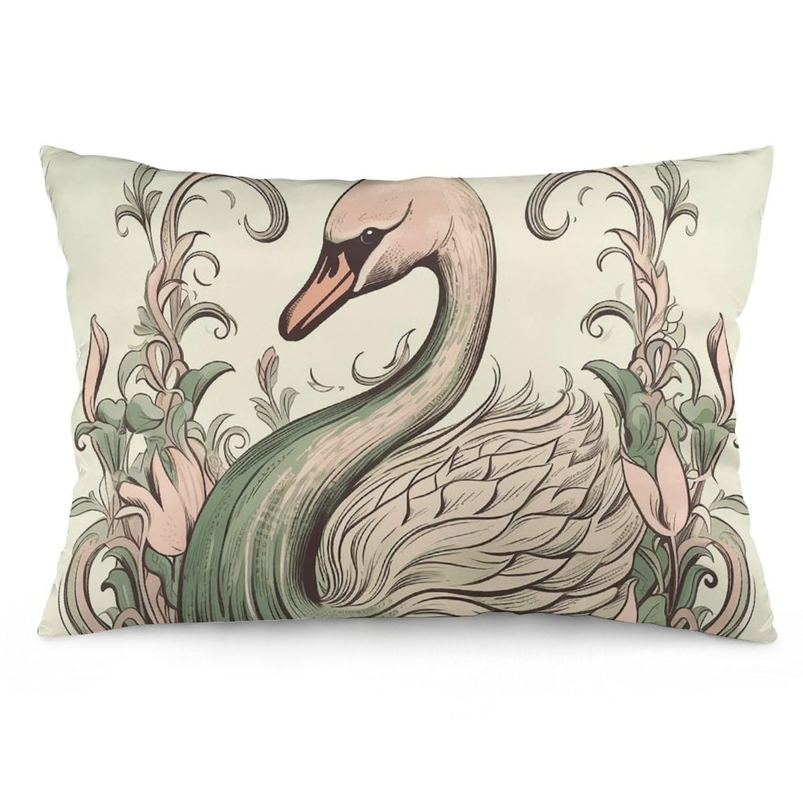 NTVOWPZO 2 Pack Decoration Throw Pillow Covers 12 "x20 Pillowcases Covers Swan on Leaves Pillowcases Modern Farmhouse Home Decor Sofa Cushions Covers for Couch Bed Living Room