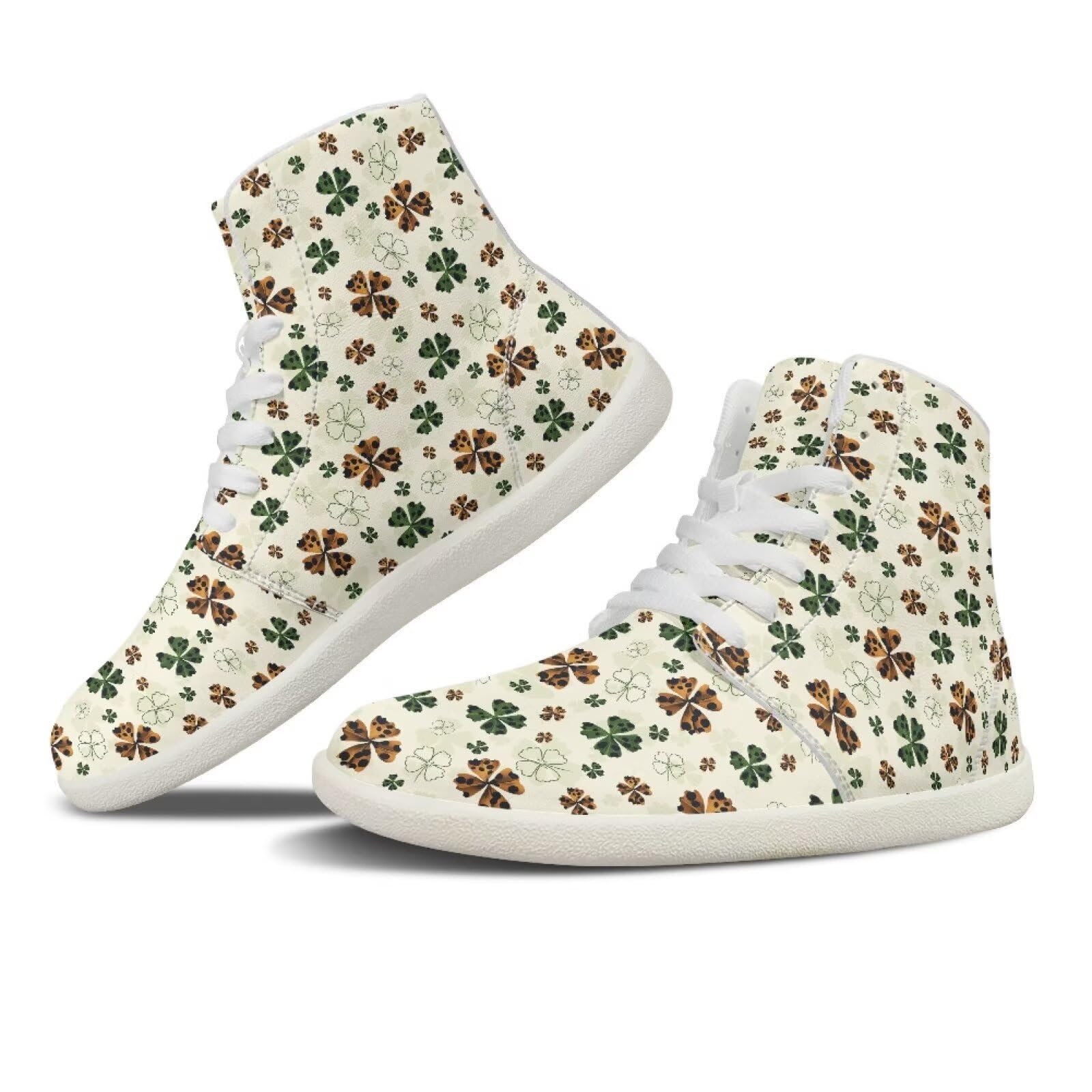 Fuxowvby St. Patrick's Day Barefoot Women Casual Wide Toe Zero Drop Non-Slip Waterproof Lightweight Cozy Running Tennis Sneakers High Top Athletic Outdoor Walking Sneaker for Women White US 7