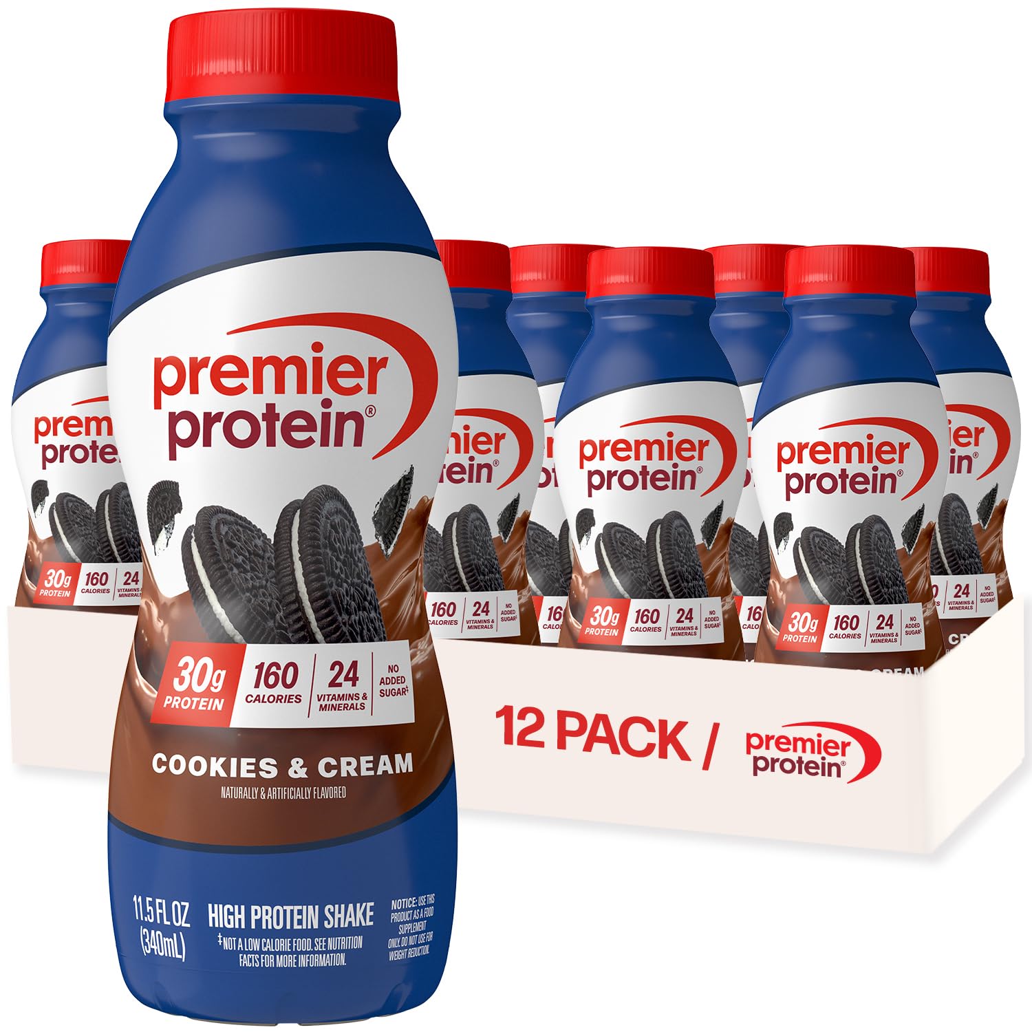 Shake, Cookies & Cream, 30g Protein, 1g Sugar, 24 Vitamins & Minerals, Nutrients to Support Immune Health 11.5 fl oz (12 Pack)