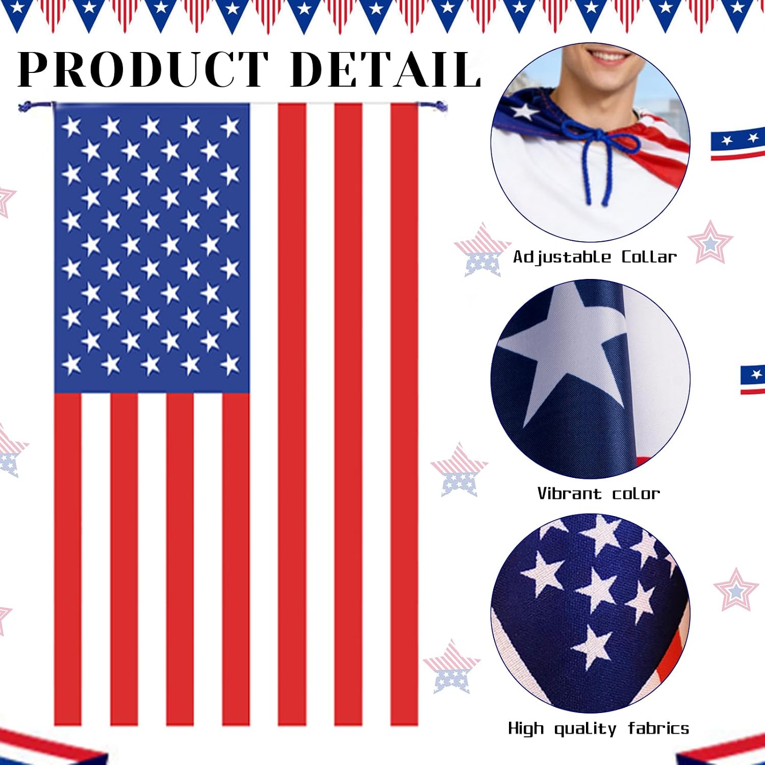 2026 World Cup Fan Outfit Set - USA Soccer Costume Kit with Wig Headband, Flag Cape, Star Sunglasses, Handheld Flag & Tattoos - Patriotic Gear for 4th of July Party