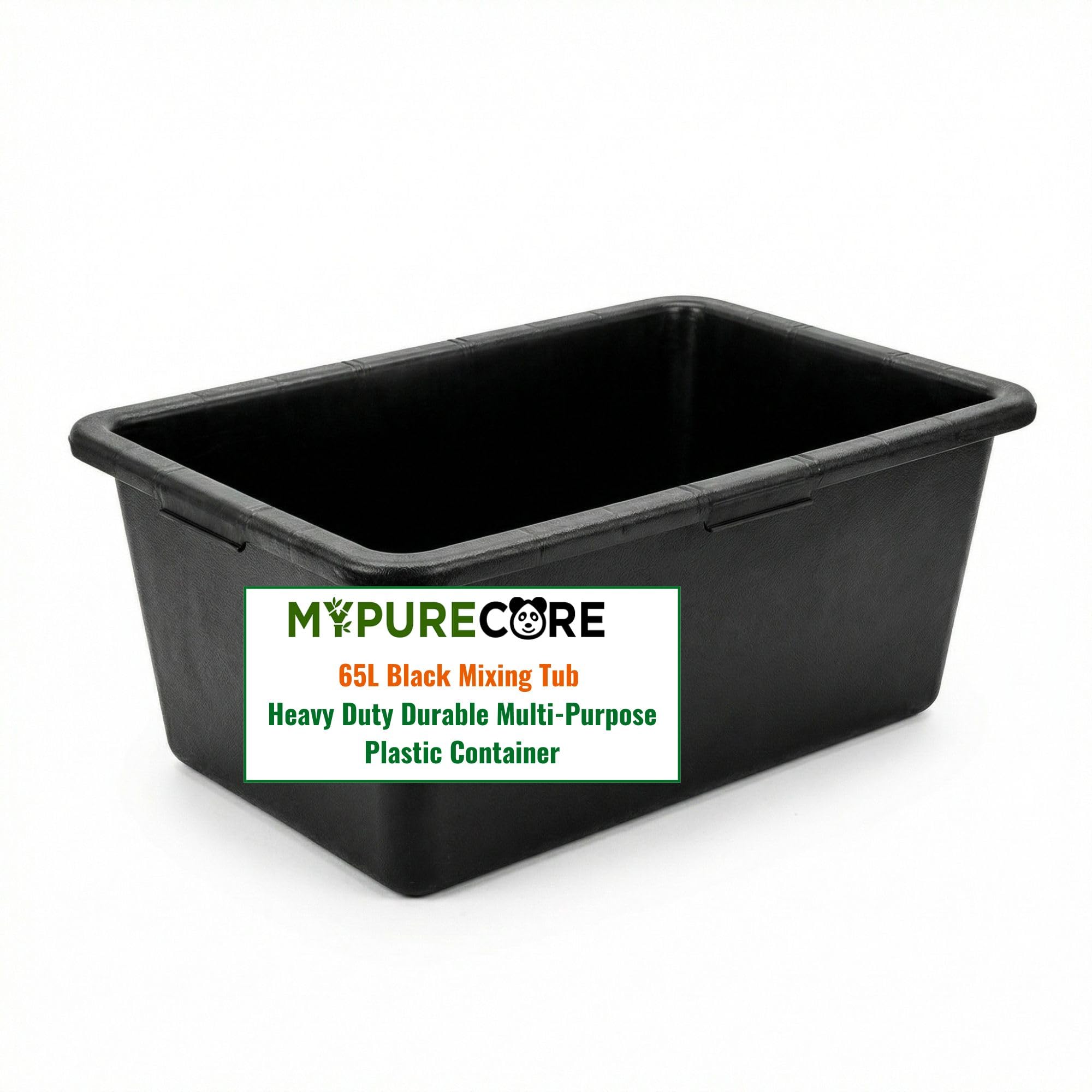 Mypurecore Black Mixing Tub Heavy Duty Rectangular Plastic Utility Container  Gardening Use Durable Multi Purpose Tray (65L) from B&Q