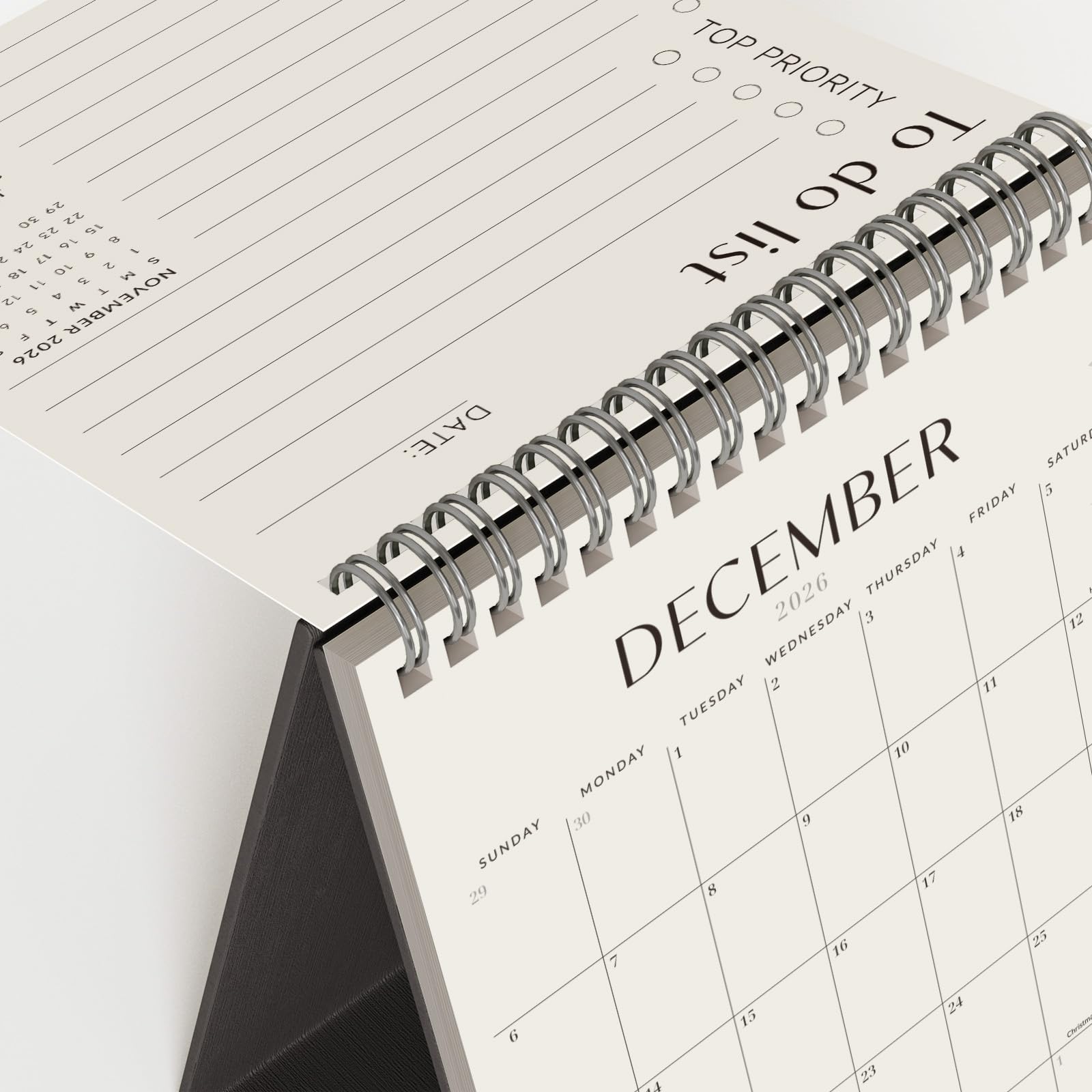 Calendario de escritorio 2026 (negro, pequeño)