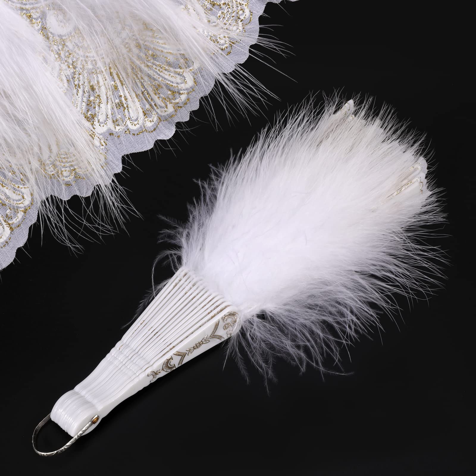 MWOOT Éventail Plumes Marabout Style Vintage Années 1920 - Ventilateur Poche Pliant Rouge Pour Mariage, Halloween, Danse Et Spectacle