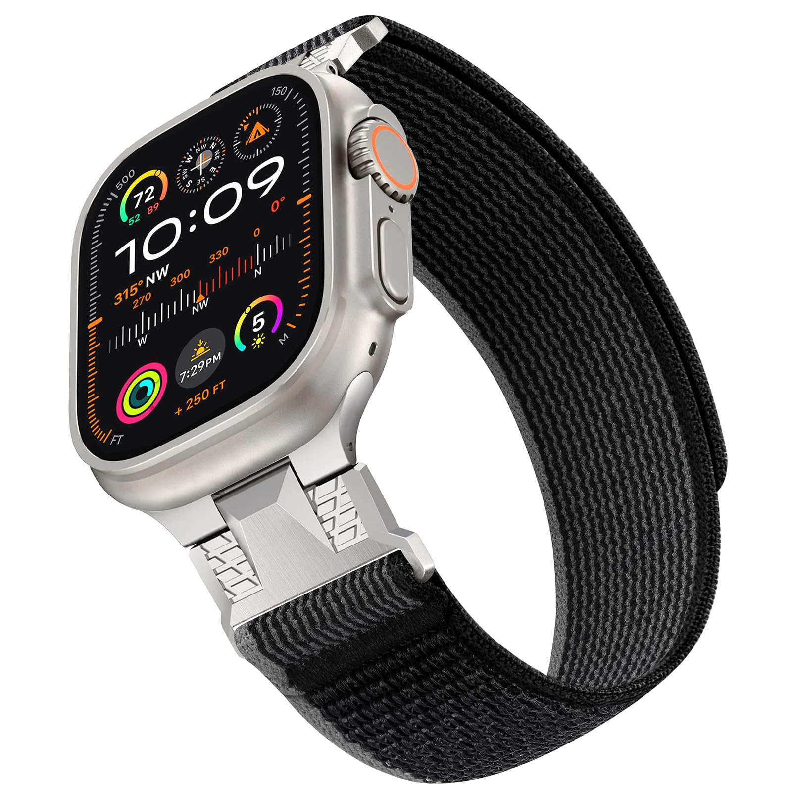 Bandletic Trail Loop for Apple Watch Ultra 2/Ultra Band 49mm 46mm 45mm 44mm 42mm for Men, Soft Elastic Nylon Strap with Stainless Steel Connector for