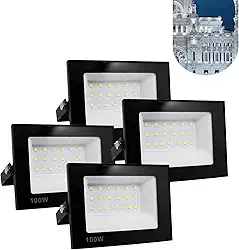 Kit 4 Refletor Led 100w Holofote Bivolt Prova Dagua Frio