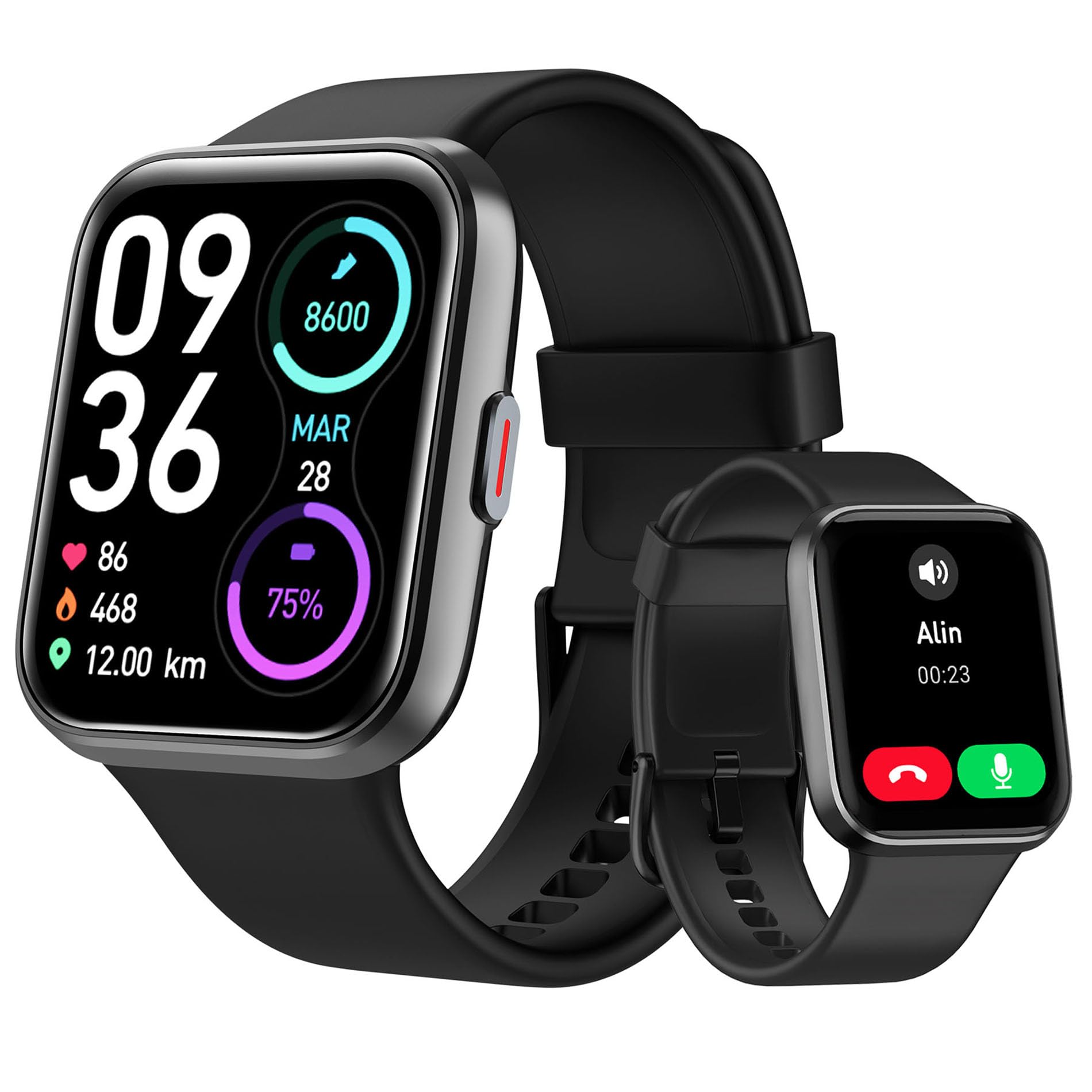 Tensky Smartwatch Herren Damen, 1,85'' Fitnessuhr 3ATM wasserdicht, integrierte Alexa, Herzfrequenz SpO2 Schlafmonitor 110+ Sportmodi Fitness Tracker kompatibel mit iPhone/Samsung/Android