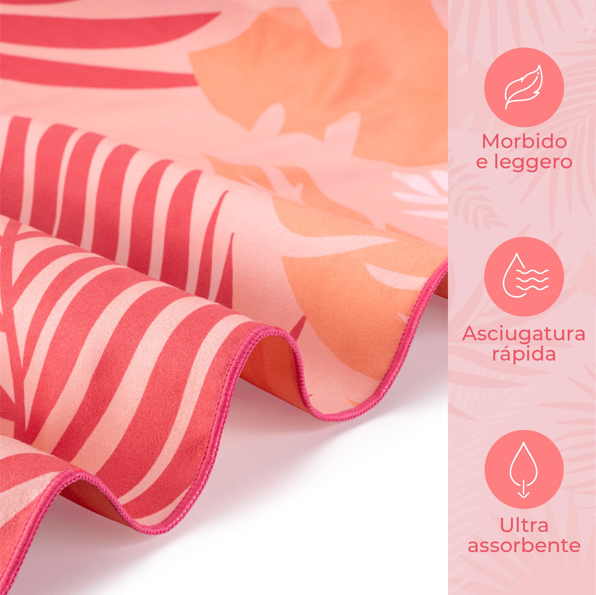 Zenacross - Telo Mare Microfibra - Asciugatura Rapida e Anti-Sabbia - Légère, fine et séchant rapidement - Asciugamano Grande Telo Mare XXL 90x180 cm - Rosa Tropicale